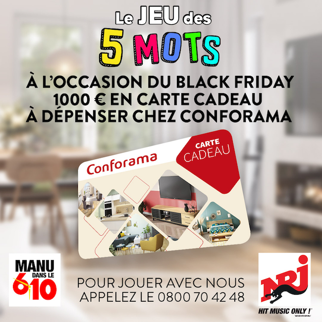 « ALERTE BLACK FRIDAY » : tous les jours dans le 6-10 de NRJ avec Manu ! « ALERTE BLACK FRIDAY » : tous les jours dans le 6-10 de NRJ avec Manu !