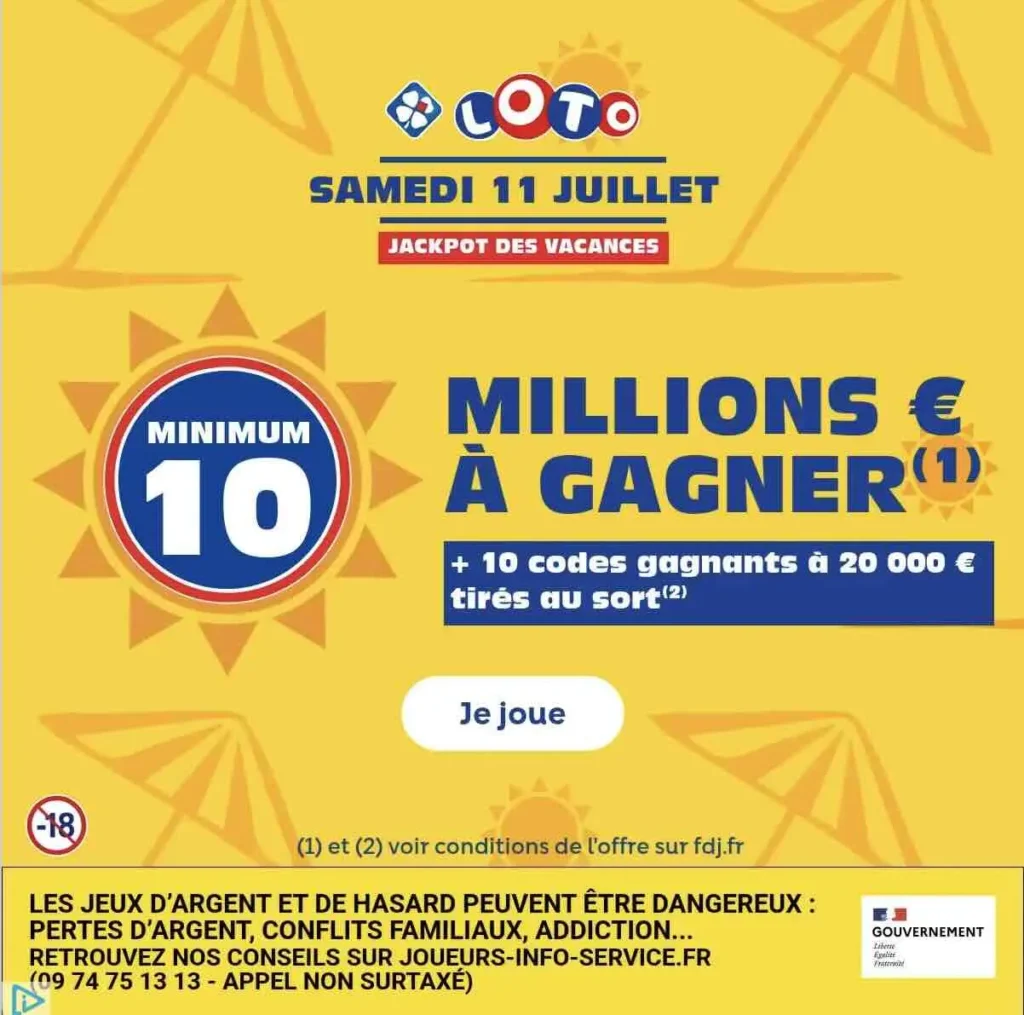Jackpot boosté à 10 millions d’euros : ce soir, le Loto des Vacances pourrait changer votre vie !